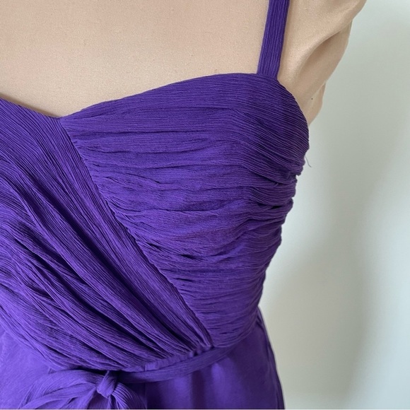 J. Crew Deep Purple Lined Silk Sweetheart Waist Tie Mini Dress 50391 EUC Size 2 - Picture 5 of 9